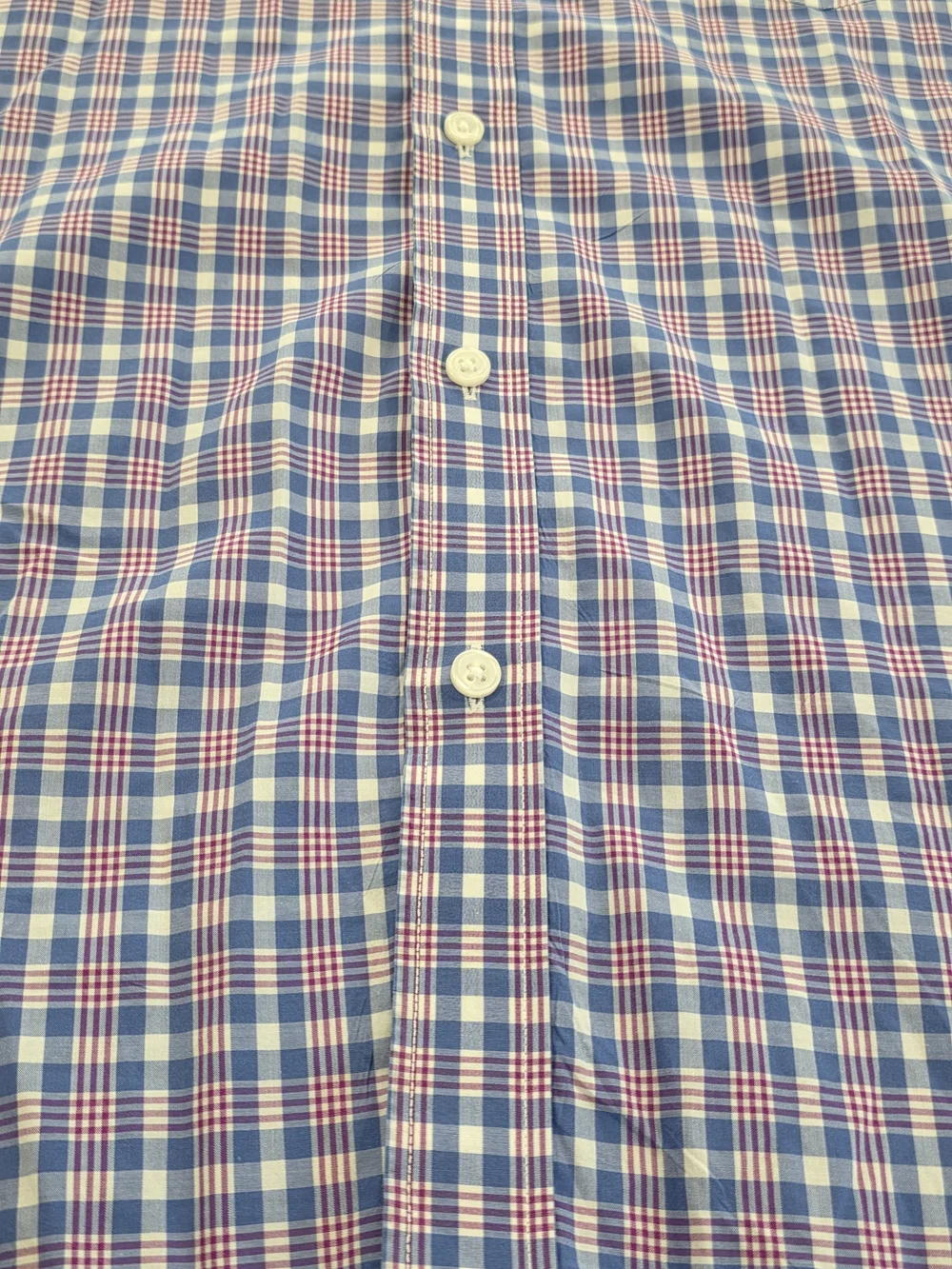 (L) Men's J. Crew Casual Dress Shirt Plaid Red & Blue Ultra Light Cotton Slim